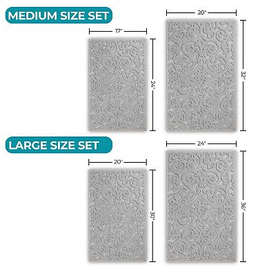 SUPERIOR Venere Floral Scroll Non-Skid 2-pc. Bath Rug Set