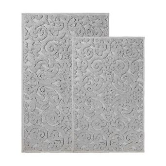 SUPERIOR Venere Floral Scroll Non-Skid 2 pc Bath Rug Set