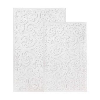 SUPERIOR Venere Floral Scroll Non-Skid 2 pc Bath Rug Set