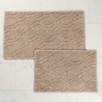 SUPERIOR Brou Geometric Diamond Non-Skid Bath Rug Set