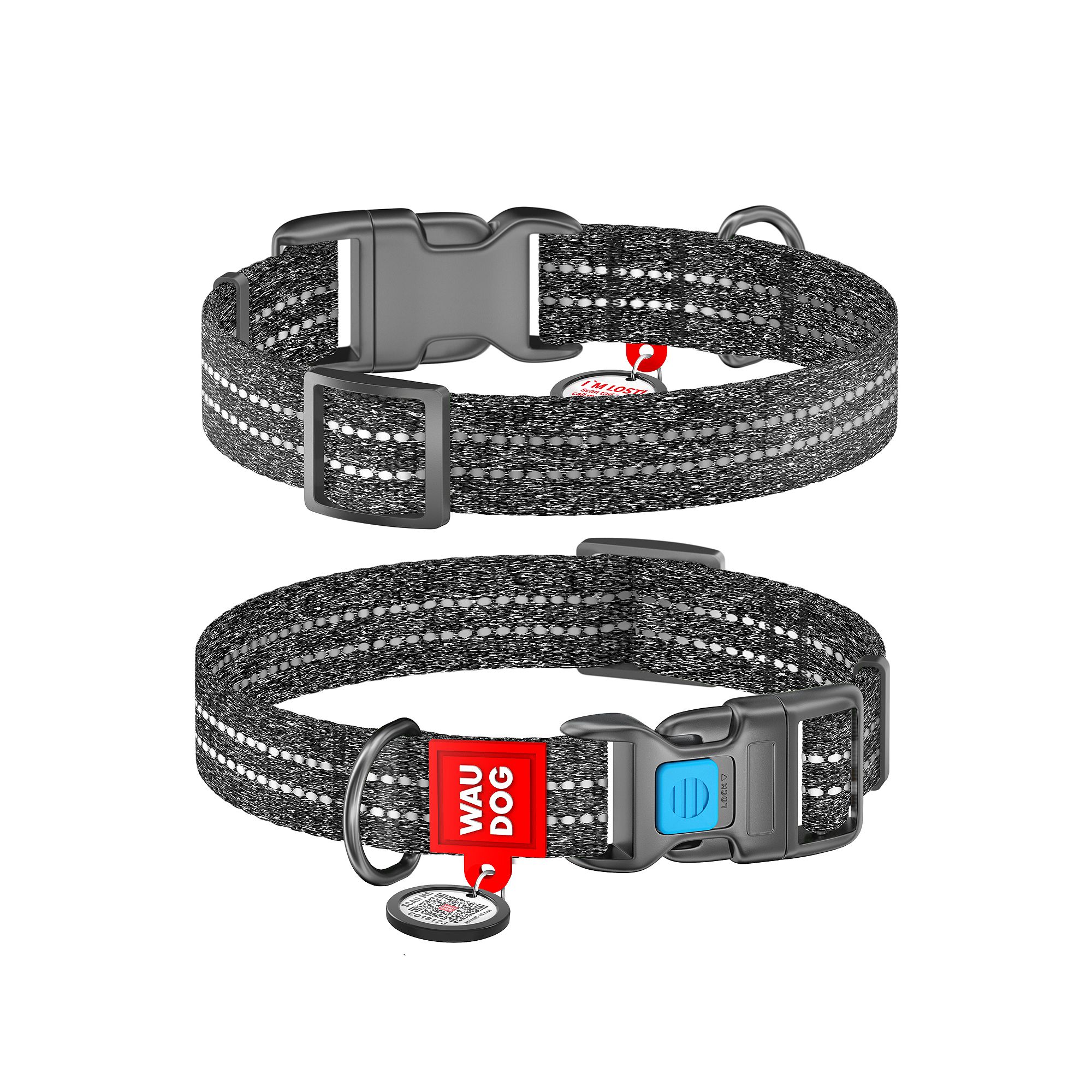 WAUDOG Dog Collar, Grey