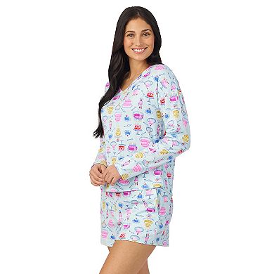Women's Cuddl Duds® V-Neck Long Sleeve Pajama Top & Pajama Boxer Shorts Set