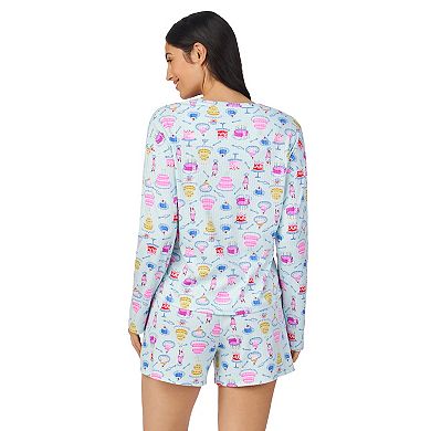 Women's Cuddl Duds® V-Neck Long Sleeve Pajama Top & Pajama Boxer Shorts Set
