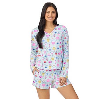 Women's Cuddl Duds® V-Neck Long Sleeve Pajama Top & Pajama Boxer Shorts Set