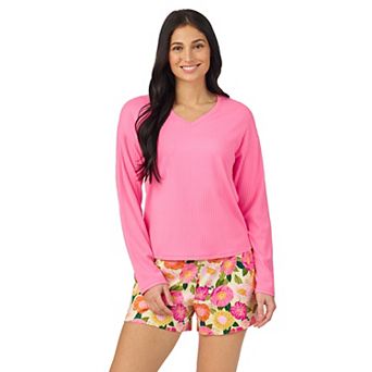 Women's Cuddl Duds® V-Neck Long Sleeve Pajama Top & Pajama Boxer Shorts Set