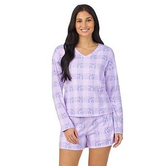 Women's Cuddl Duds® V-Neck Long Sleeve Pajama Top & Pajama Boxer Shorts Set