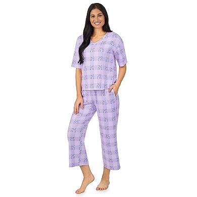 Women's Cuddl Duds® V-Neck Short Sleeve Pajama Top & Capri Pajama Pants Set