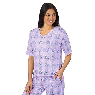 Women's Cuddl Duds® V-Neck Short Sleeve Pajama Top & Capri Pajama Pants Set