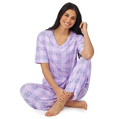 Women's Cuddl Duds® V-Neck Short Sleeve Pajama Top & Capri Pajama Pants Set