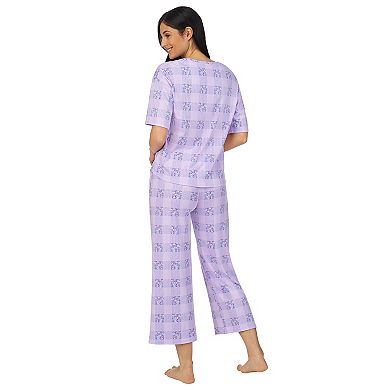 Women's Cuddl Duds® V-Neck Short Sleeve Pajama Top & Capri Pajama Pants Set