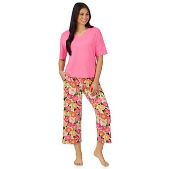 Women's Cuddl Duds® V-Neck Short Sleeve Pajama Top & Capri Pajama Pants Set