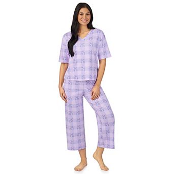 Women's Cuddl Duds® V-Neck Short Sleeve Pajama Top & Capri Pajama Pants Set