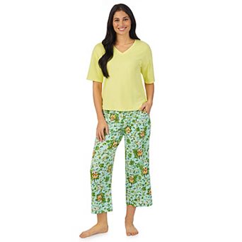 Women's Cuddl Duds® V-Neck Short Sleeve Pajama Top & Capri Pajama Pants Set