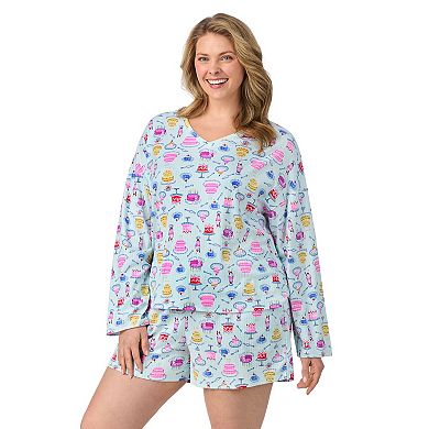 Plus Size Cuddl Duds® V-Neck Long Sleeve Pajama Top & Pajama Boxer Shorts Set