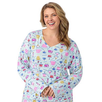 Plus Size Cuddl Duds® V-Neck Long Sleeve Pajama Top & Pajama Boxer Shorts Set