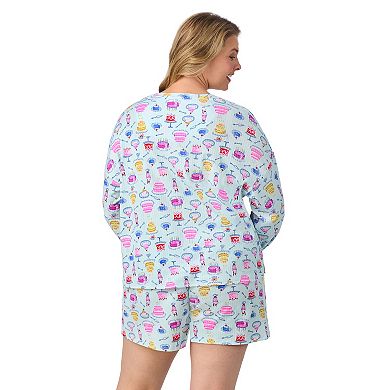 Plus Size Cuddl Duds® V-Neck Long Sleeve Pajama Top & Pajama Boxer Shorts Set