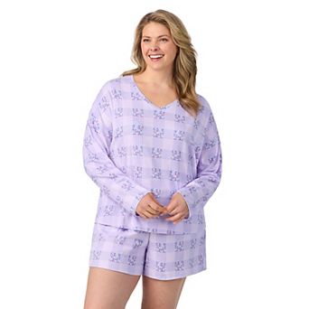 Plus Size Cuddl Duds® V-Neck Long Sleeve Pajama Top & Pajama Boxer Shorts Set