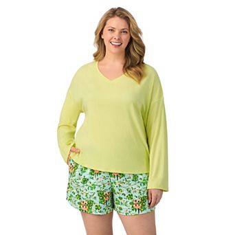 Plus Size Cuddl Duds® V-Neck Long Sleeve Pajama Top & Pajama Boxer Shorts Set
