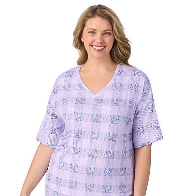 Plus Size Cuddl Duds® V-Neck Short Sleeve Pajama Top & Capri Pajama Pants Set