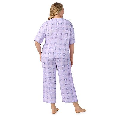Plus Size Cuddl Duds® V-Neck Short Sleeve Pajama Top & Capri Pajama Pants Set