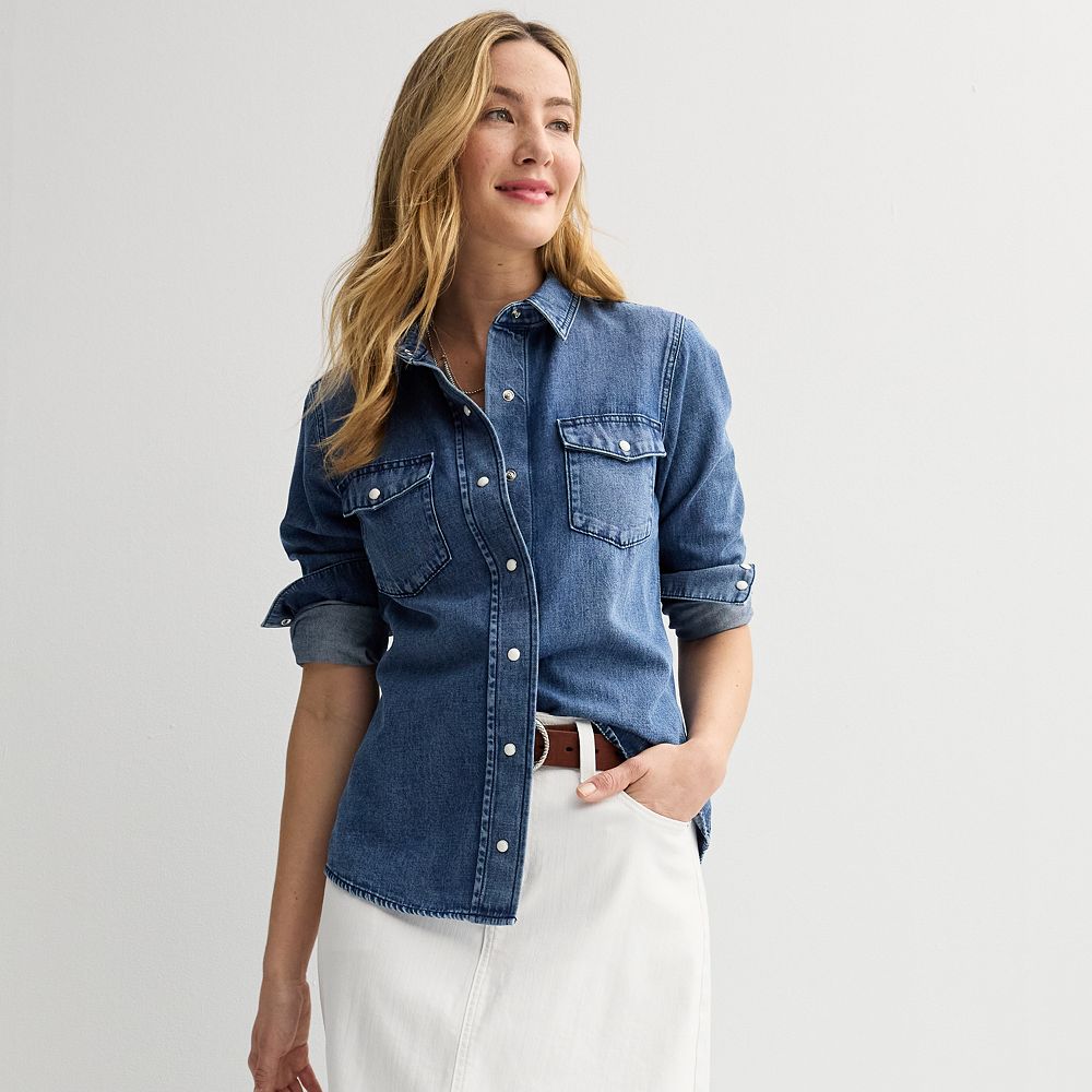 white christmas dresses Southern Tide Katherine Denim Shirt L