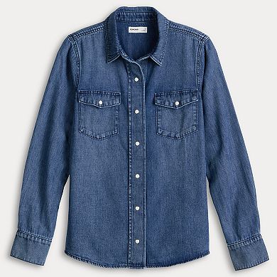 Women's Sonoma Goods For Life® Button Front Long Sleeve Denim Shirt