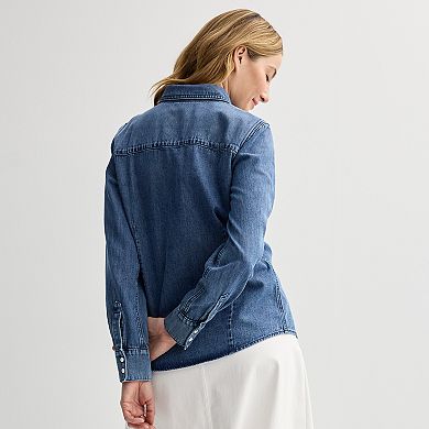 Women's Sonoma Goods For Life® Button Front Long Sleeve Denim Shirt
