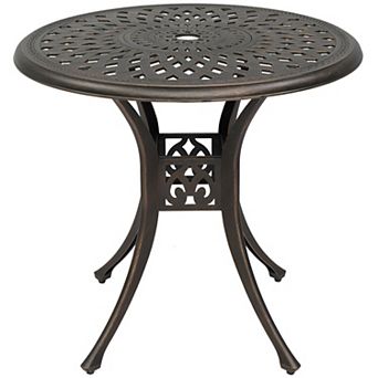 Circular Diamond Top Cast Aluminum Table for Patio, Garden, and Courtyard, Durable Outdoor Furniture