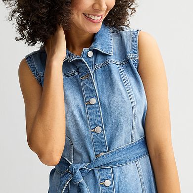 Women's Sonoma Goods For Life® Button-Front Sleeveless Denim Dress