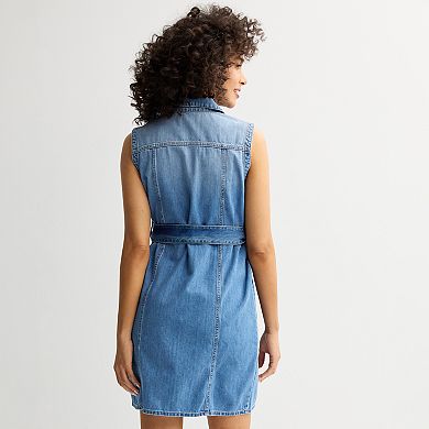 Women's Sonoma Goods For Life® Button-Front Sleeveless Denim Dress
