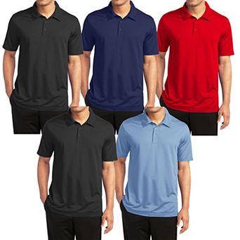 Men's Galaxy By Harvic 5-Pack Moisture-Wicking Polos