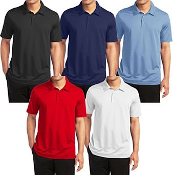 Men's Galaxy By Harvic 5-Pack Moisture-Wicking Polos