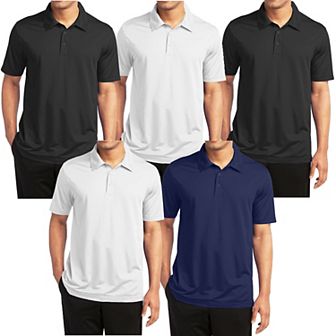 Men's Galaxy By Harvic 5-Pack Moisture-Wicking Polos