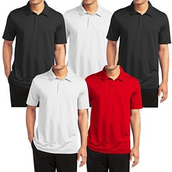 Men's Galaxy By Harvic 5-Pack Moisture-Wicking Polos
