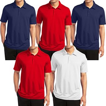 Men's Galaxy By Harvic 5-Pack Moisture-Wicking Polos