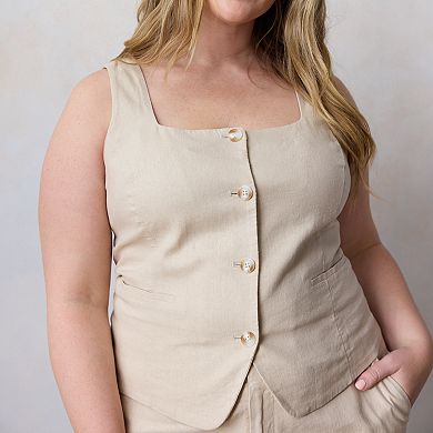 Plus Size LC Lauren Conrad Thin Strap Square Neck Vest