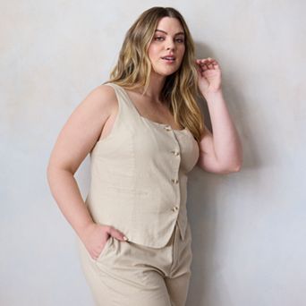 Plus Size LC Lauren Conrad Thin Strap Square Neck Vest