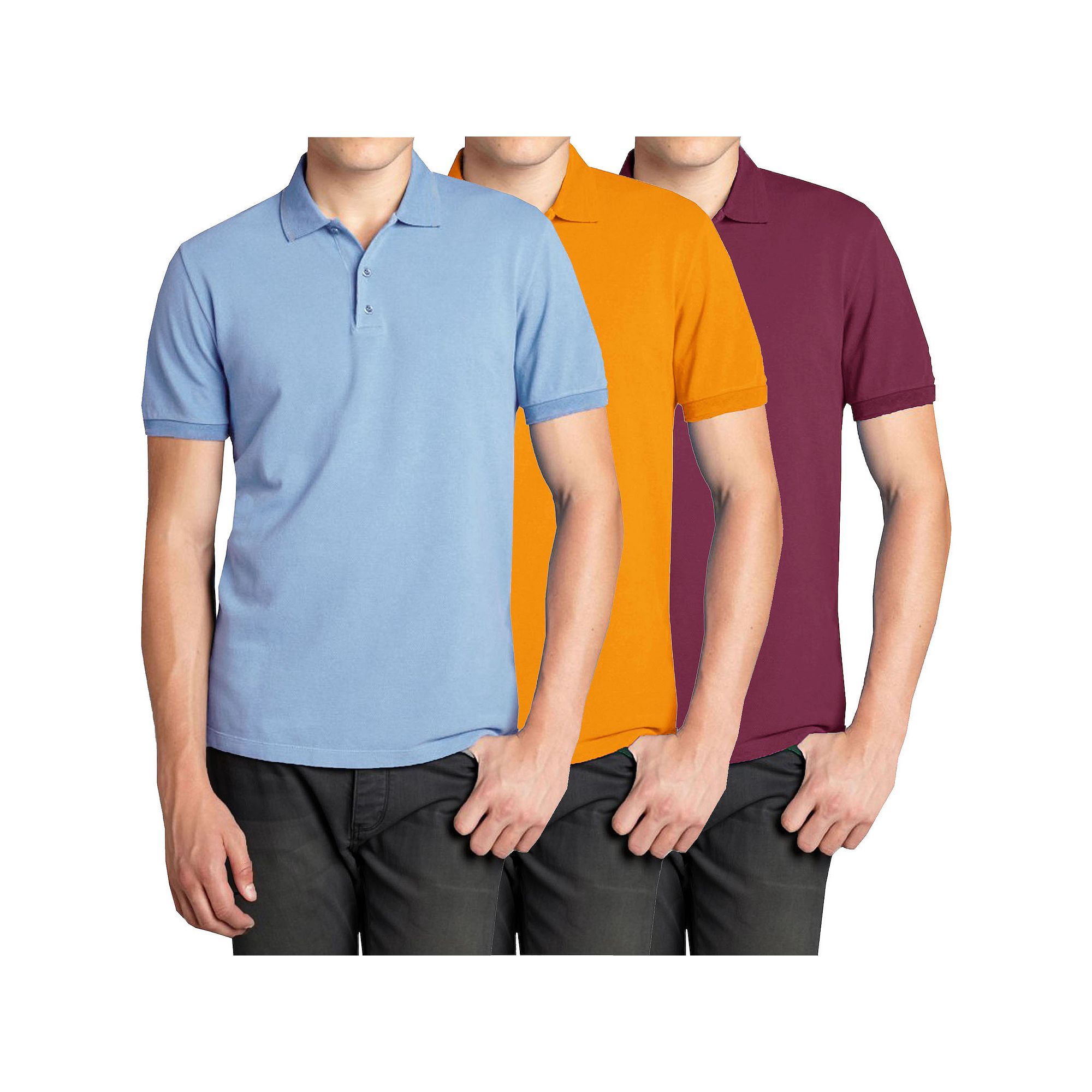 Mens Galaxy 3-Pack Pique Polos, Size: Medium, Blue Orange Red