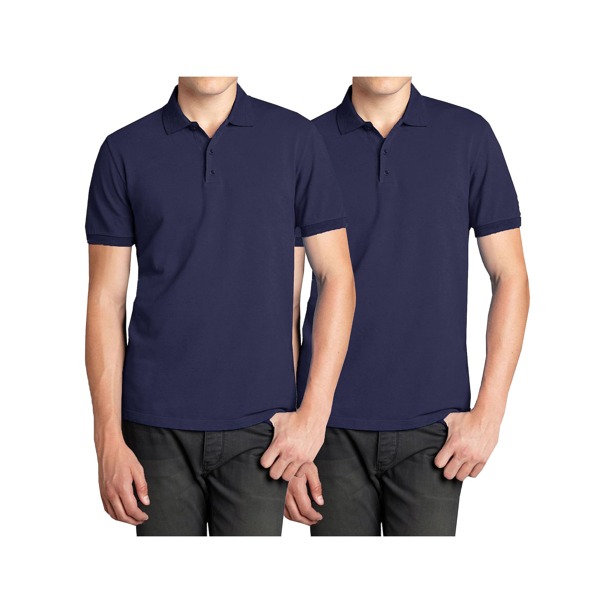 Mens Galaxy 2-Pack Pique Polo Shirts, Size: Small, Blue