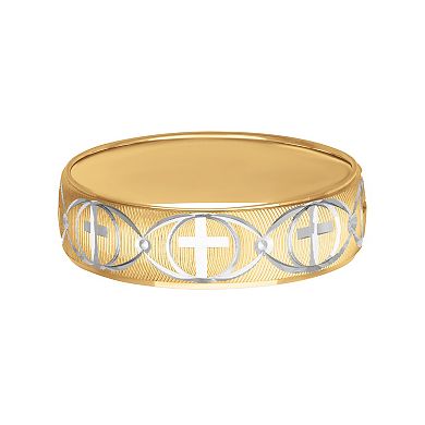 AXL 10k Gold & White Rhodium 6 mm Cross Men's Band