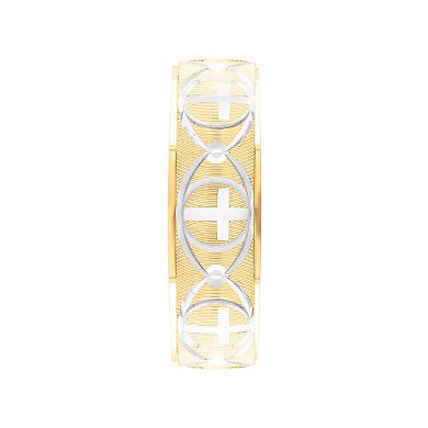 AXL 10k Gold & White Rhodium 6 mm Cross Men's Band