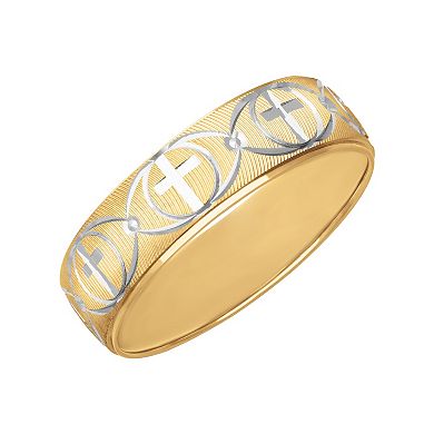 AXL 10k Gold & White Rhodium 6 mm Cross Men's Band