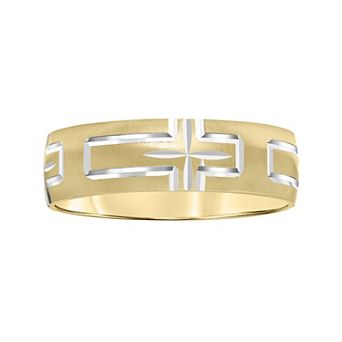 AXL 10k Gold & White Rhodium 6 mm Cross Men's Band
