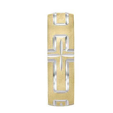 AXL 10k Gold & White Rhodium 6 mm Cross Men's Band