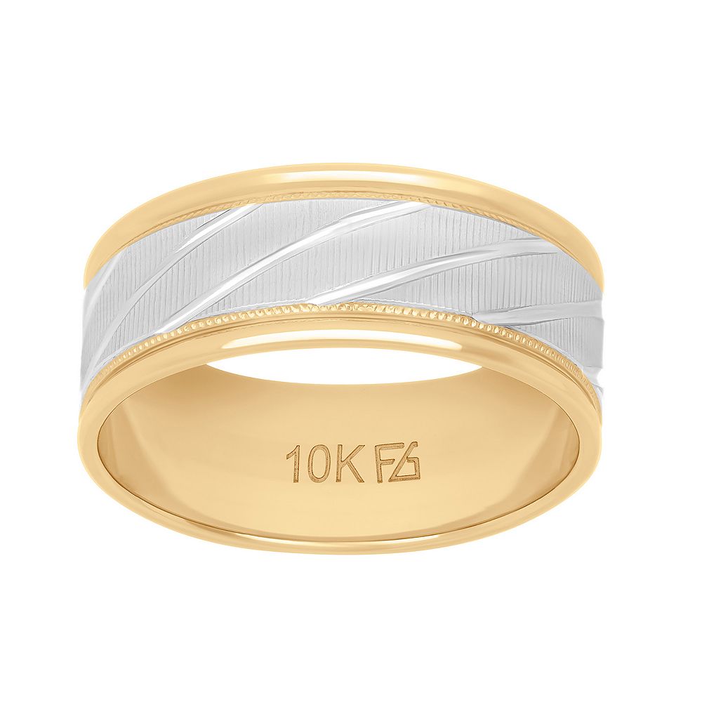 AXL 10k Gold & White Rhodium 8 mm Men's Band