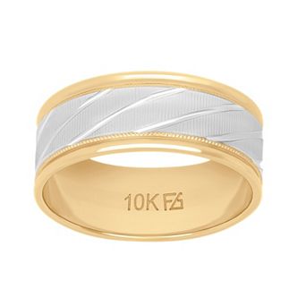 AXL 10k Gold & White Rhodium 8 mm Men's Band