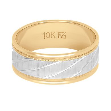AXL 10k Gold & White Rhodium 8 mm Men's Band