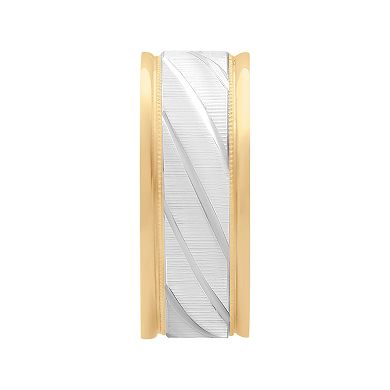AXL 10k Gold & White Rhodium 8 mm Men's Band
