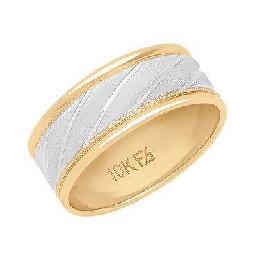 AXL 10k Gold & White Rhodium 8 mm Men's Band