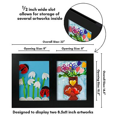Americanflat 2-Opening 8.5" x 11" Slide-In Collage Kids Art Frame